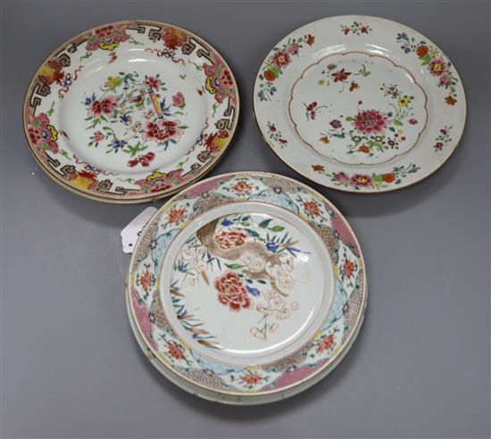 Six Chinese famille rose plates, Qianlong period